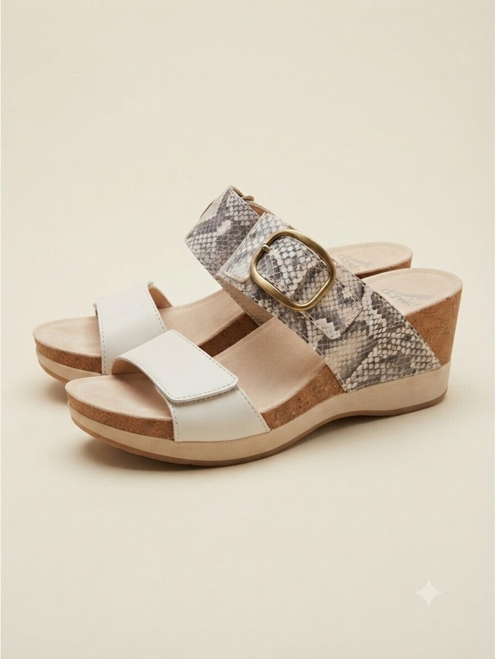 Dansko 'Shannon' Snake/Ivory Wedge Sandal Size 38